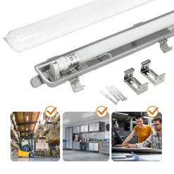 LED Industriarmatur | 120cm | 12-Pak | 4000K | 2160lm | 1x18W | IP65 | Inkl. LED Rør