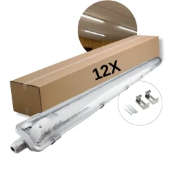 LED Industriarmatur | 120cm | 12-Pak | 4000K | 2160lm | 1x18W | IP65 | Inkl. LED Rør