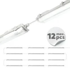 LED Industriarmatur 120cm | 10-Pak | 2x18W | 5000K | T8 | Dobbelt Lysstofrørs armatur