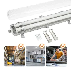 LED Industriarmatur | 120cm | 10 stk. Pakke (Sætpris) | 2x18W | T8 LED Rør | 4000K