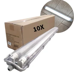 LED Industriarmatur 120cm | 10 stk. Pakke (Sætpris) | 6500K | 2x18W | T8 Rør