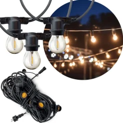 LED lyskæde med pærer | 20m | inkl. 20 stk. Filament Plast Pærer | 2700K