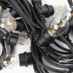 LED lyskæde med pærer | 10m | inkl. 20 stk. Filament Plast Pære | 2700K
