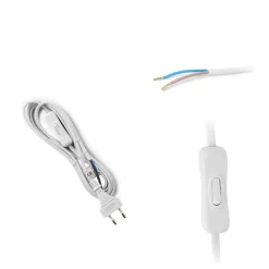 Ledning med Afbryder | 250cm | 230V | 2G0.75 | Hvid