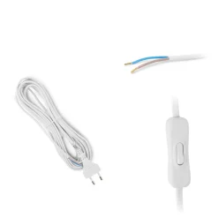 Ledning med Afbryder | 500cm | 230V | 2G0.75 | Hvid