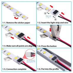 Ledningsstik | 8mm | IP20 | SMD LED Strip | Enkelt Farve LED Bånd | 2 Pin | Beetle