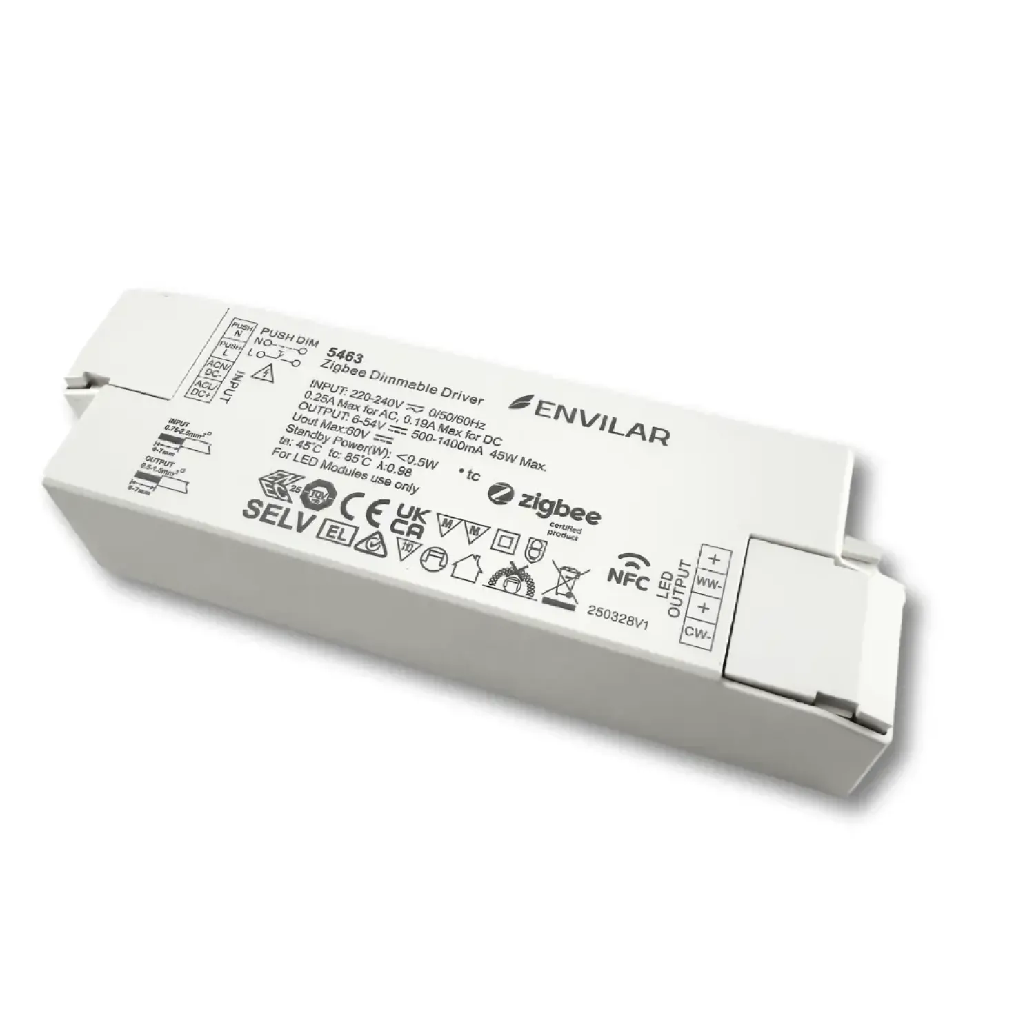 LED Panel Driver | 45W | Til CCT | Zigbee | NFC Dæmpbar driver