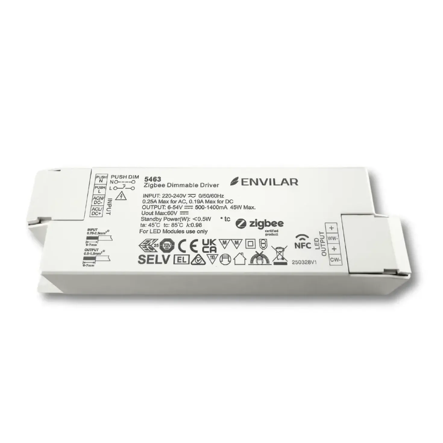 LED Panel Driver | 45W | Til CCT | Zigbee | NFC Dæmpbar driver