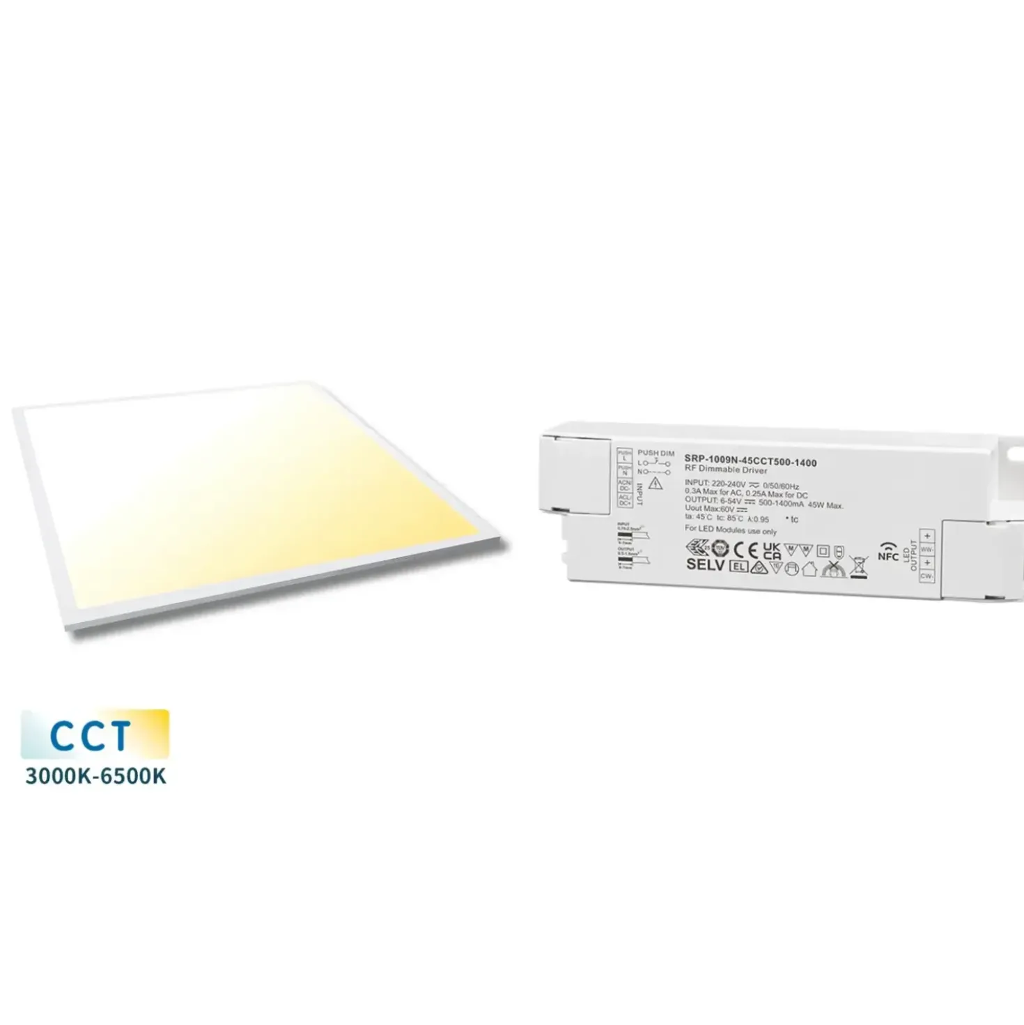 LED Panel 60x60 | Dæmpbar | CCT | 3200lm | 32W | Inkl. RF Driver | SMART | Hvid
