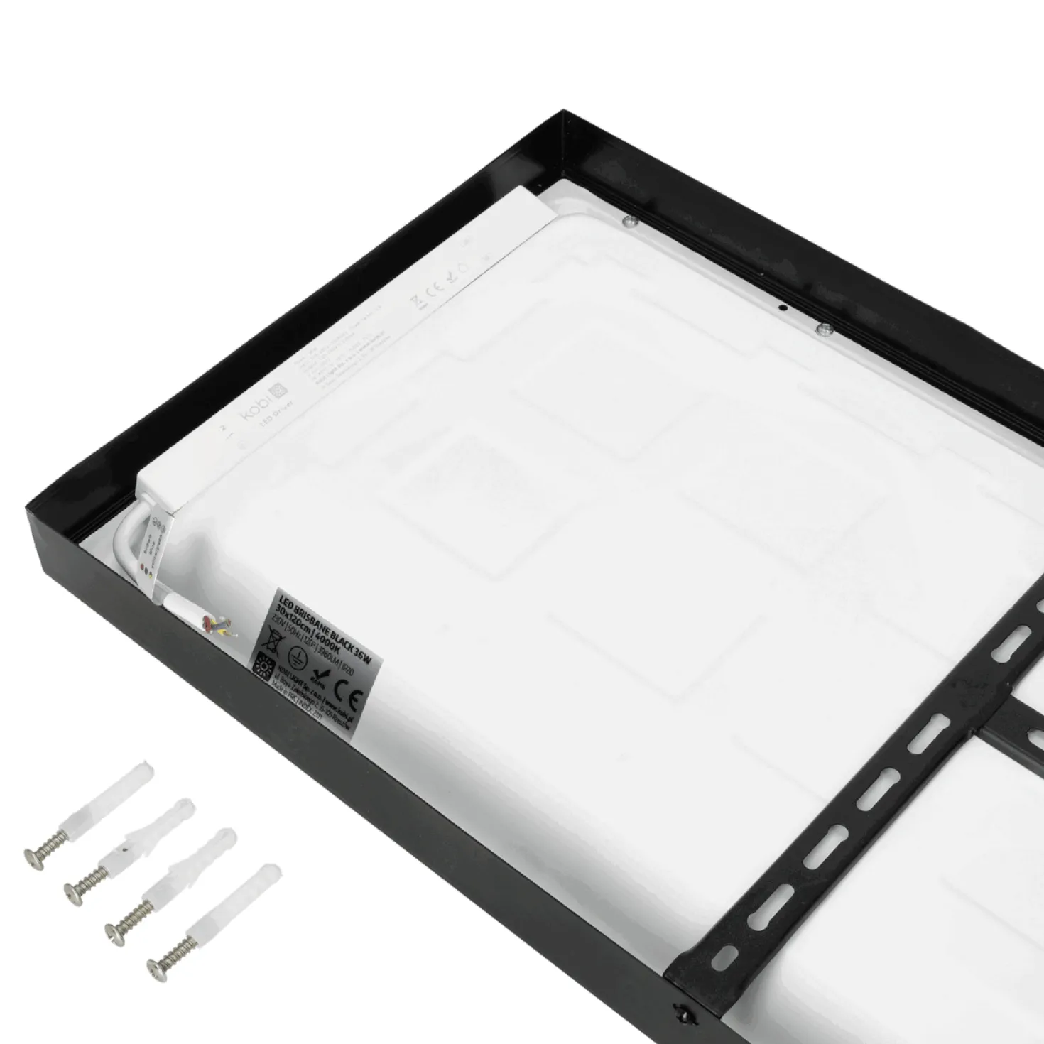 LED Panel 30x120 | 4000K | 3960lm | 36W | BRISBANE | Indbygget Ramme | Sort