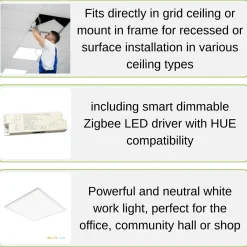 LED Panel 60x60 | 4000K | 4320lm | 36W | NELIO G2 | Zigbee | Hvid