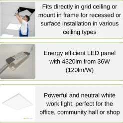 LED Panel 60x60 | 4000K | 4320lm | 36W | NELIO G2 | Zigbee | Hvid