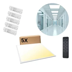 LED Panel 60x60 | 5-Pak | Dæmpbar | CCT | 3200lm | 32W | Inkl. Remote | SMART