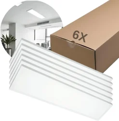 LED Panel 30x120 | 6-Pak | 4000K | 4320lm | 36W | BRISBANE | Indbygget Ramme | Hvid