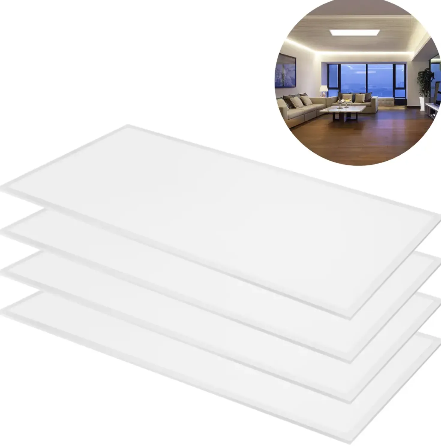 LED Panel 60x120 | 4-Pak | 3000K | 8640lm | 46W | GLOW | UGR19 | Hvid