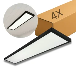 LED Panel 30x120 | 4-Pak | 4000K | 4000lm | 40W | LITE | Indbygget Ramme | Sort