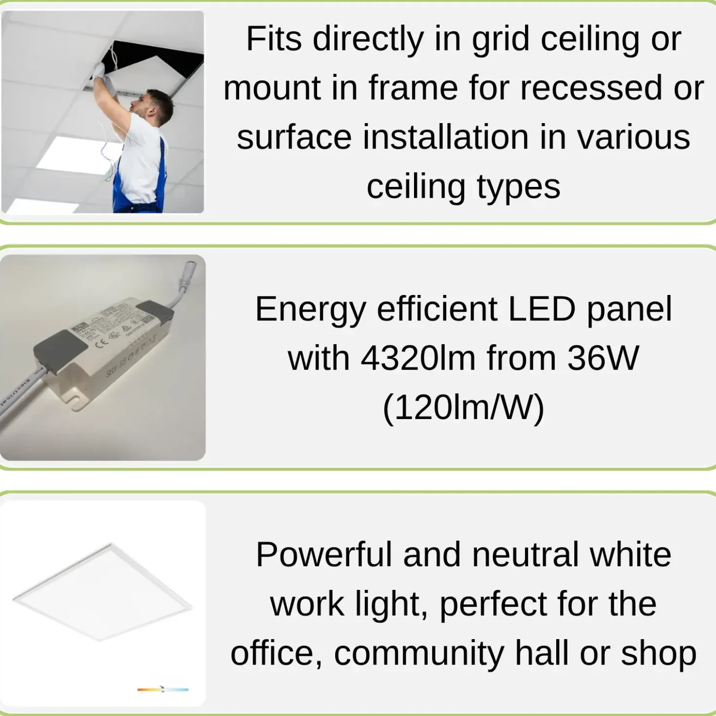 LED Panel 60x60 | 5-Pak | 4000K | 4320lm | 36W | NELIO G2 | Hvid