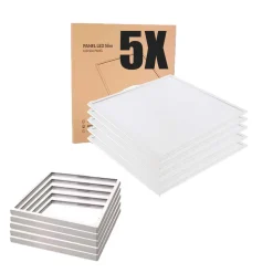 LED Panel 60x60 | 5-Pak | 3000K | 4320lm | 36W | NELIO G2 | Inkl. Påbygningsramme | Hvid