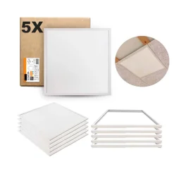 LED Panel 60x60 | 5-Pak | 3000K | 4000lm | 40W | NIRA | Inkl. Troldtektramme | Hvid