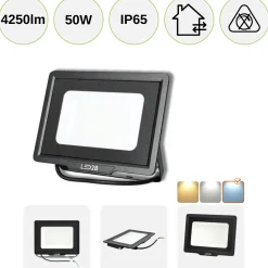 LED Projektør | 6500K | 4250lm | 50W | IP65 | LED2B MH | Sort