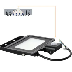 LED Projektør med Sensor | 4000K | 4250lm | 50W | IP65 | LED2B MHC | Sort
