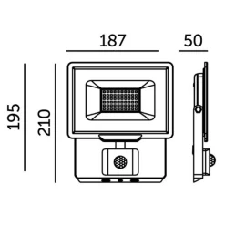 LED Projektør med Sensor | 4000K | 4250lm | 50W | IP65 | LED2B MHC | Sort