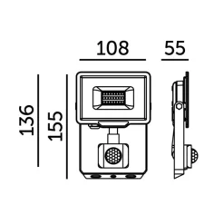 LED Projektør med Sensor | 4000K | 1600lm | 20W | IP65 | LED2B MHC | Sort