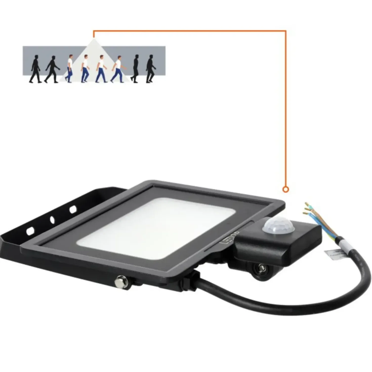 LED Projektør med Sensor | 4000K | 1600lm | 20W | IP65 | LED2B MHC | Sort