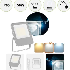 LED Projektør | 4-Pak | 50W | 8000LM | 4000K | IP65