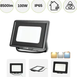 LED projektør | 4-Pak | 100W | 8500lm | 6500K | IP65
