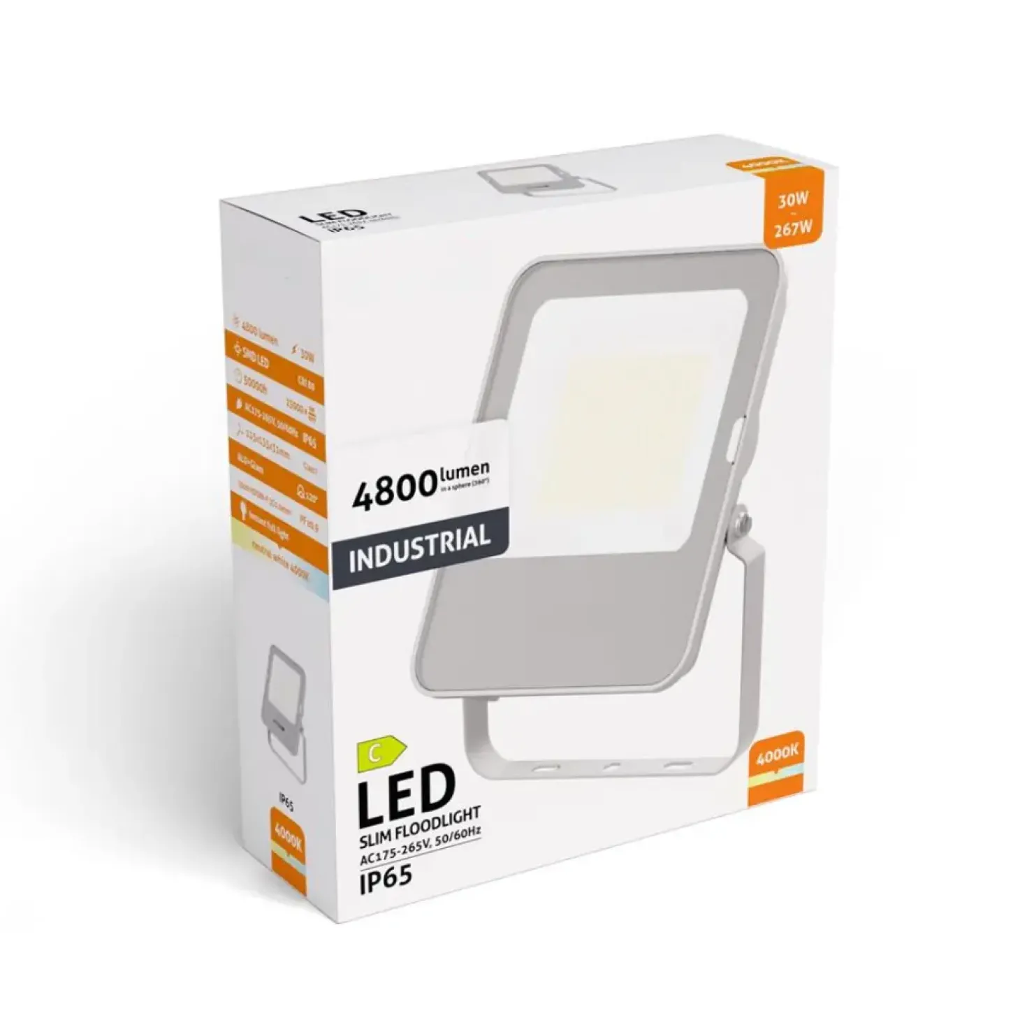 LED projektør | 30W | 4800lm | 4000K | IP65