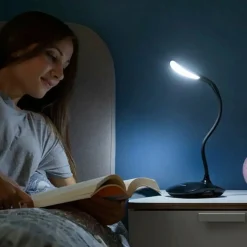 LED Skrivebordslampe | USB Lampe | Batteri Lampe | Dæmpbar | Trådløs | Sort