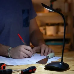 LED Skrivebordslampe | USB Lampe | Batteri Lampe | Dæmpbar | Trådløs | Sort