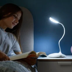 LED Skrivebordslampe | USB Lampe | Batteri Lampe | Dæmpbar | Trådløs | Hvid