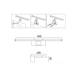 LED spejlarmatur | 50 cm | 10W | Sort