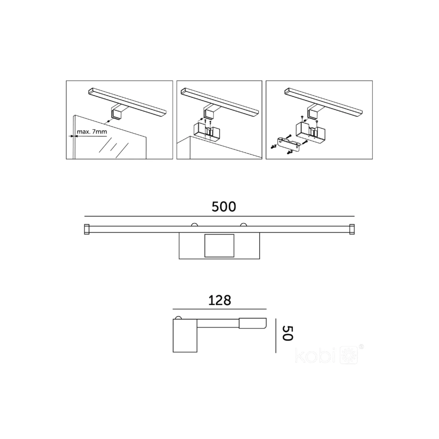LED spejlarmatur | 50 cm | 10W | Sort