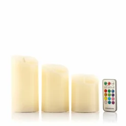LED stearinlys | 3 stk. bloklys | Multifarvet | Inkl. fjernbetjening