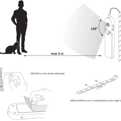 LED strip med sensor og batteri til skabe | 3m | 4000K