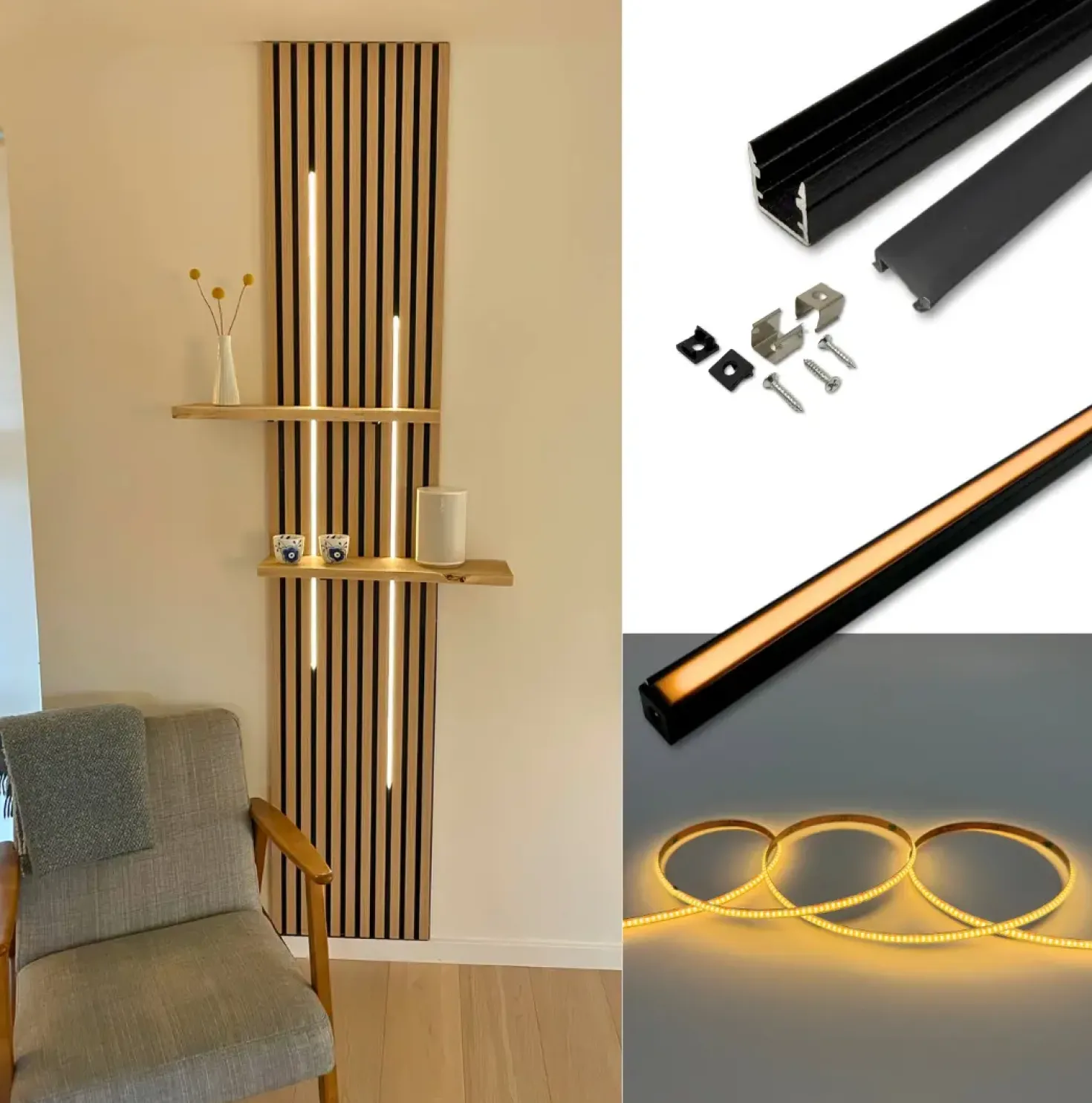 LED til Akustikpanel | 3000K | 120cm | Inkl. Profil