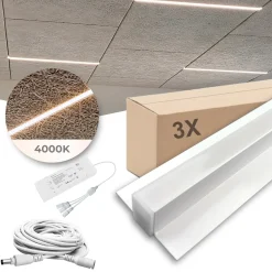 LED Troldtekt Skinner 60cm | 3 stk. Sæt | Inklusiv kabler, driver og 3-splitter | 4000K | PureLED | Hvid