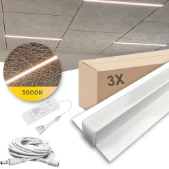 LED Troldtekt Skinner 60cm | 3 stk. Sæt | Inklusiv kabler, driver og 3-splitter | 3000K | PureLED | Hvid