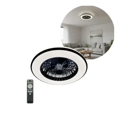 Loftlampe med Ventilator | 3CCT | 1300lm | 48W+15W | VENTELUX | Sort