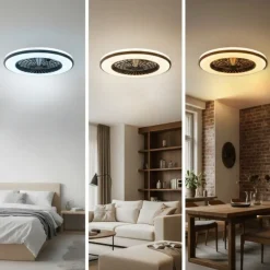 Loftlampe med Ventilator | 3CCT | 1300lm | 48W+15W | VENTELUX | Sort