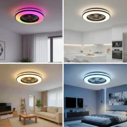 Loftlampe med Ventilator | 3CCT+RGB | 1300lm | 48W+15W | VENTELUX | Hvid