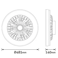 Loftventilator Med Lys | 63W | CCT 3000-6500K | Ø485 | Fjernbetjening