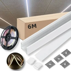 Lyskinne til Troldtekt COB | 6m Sæt | 24v LED | Hvid | 4000K