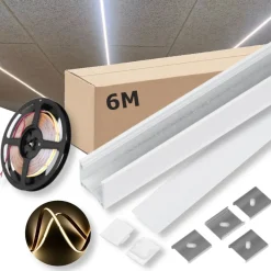 Lyskinne til Troldtekt COB | 6m Sæt | 24v LED | Hvid | 3000K