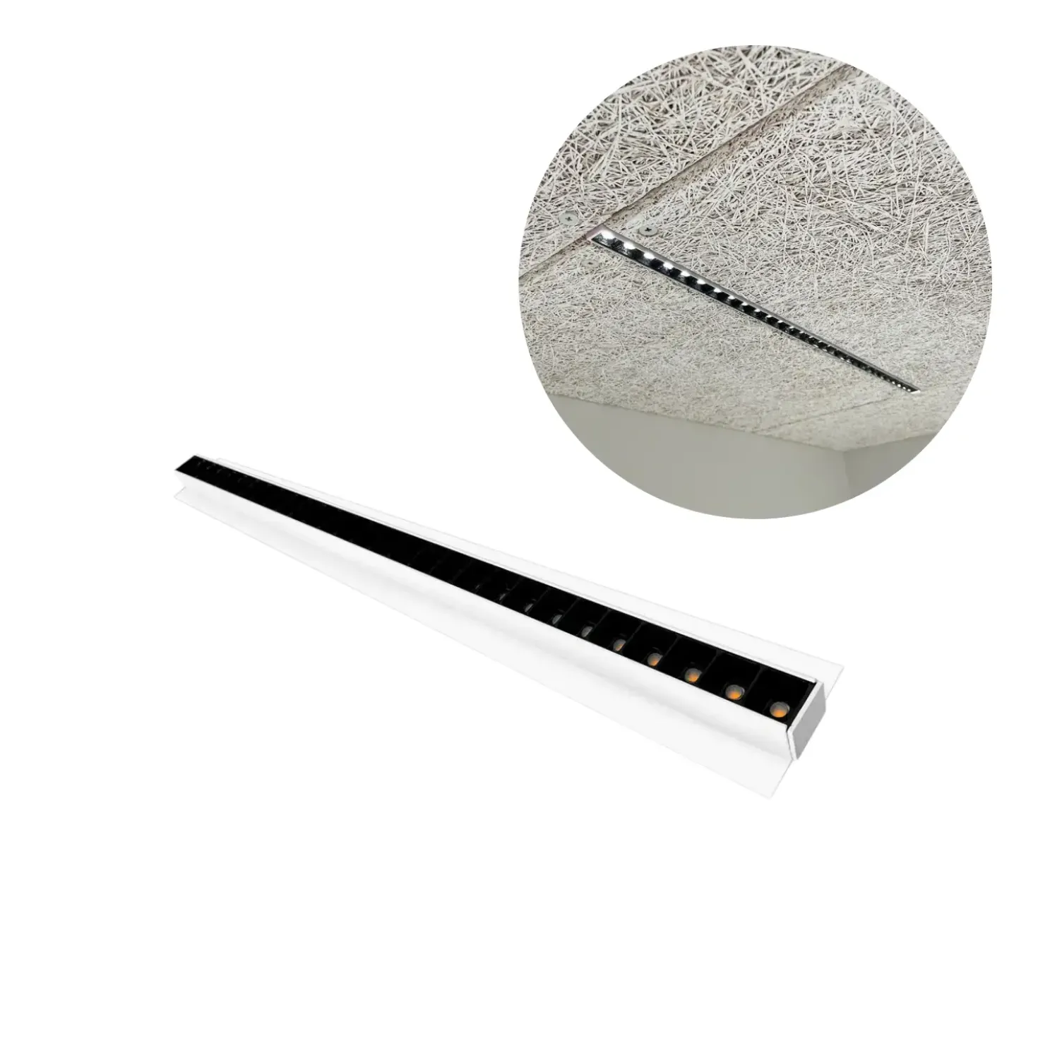 Lysskinne til Troldtekt | Hvid/Sort | 60 cm | 24V | 3000K