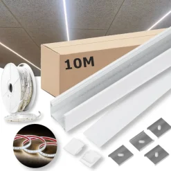 Lysskinne til Troldtekt 230V | 10m Sæt | Hvid | LED | 4500K
