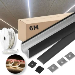 Lysskinne til Troldtekt 230V | 10m Sæt | Sort | LED | 3000K
